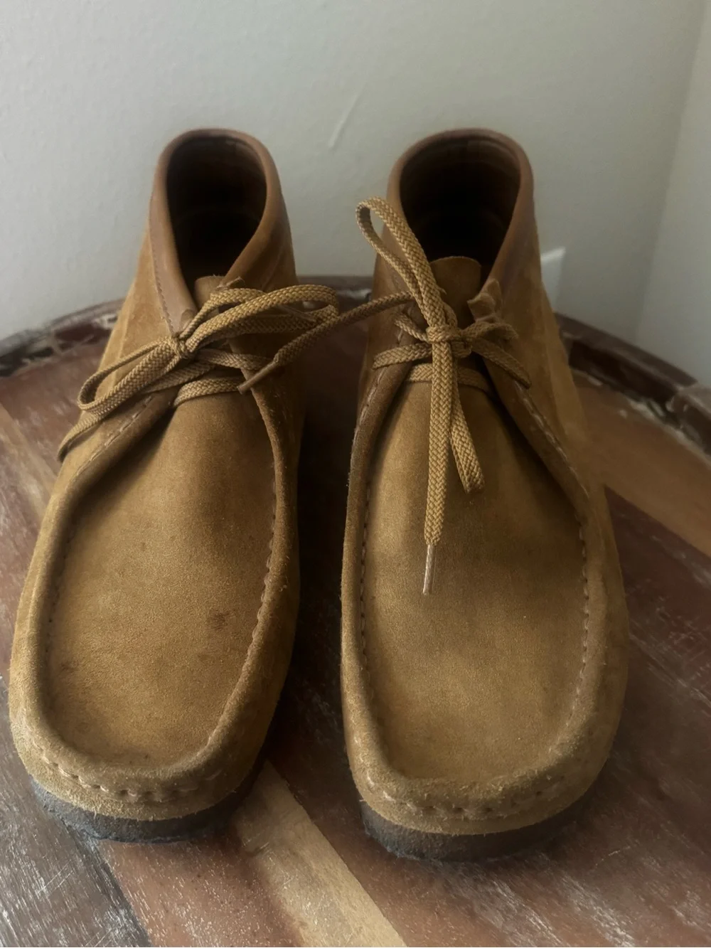 Vintage Clarks Sand Suede Wallabee Ankle Boots Size 10M Dress Casual